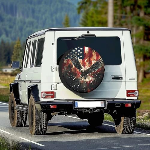 Image of Pensura Spare Tire Covers Waterproof Dust-Proof Vintage US Flag Bald Eagle Wheel Covers Car Accessories for Travel Trailer SUV Truck Travel Trailer 14-19 inch