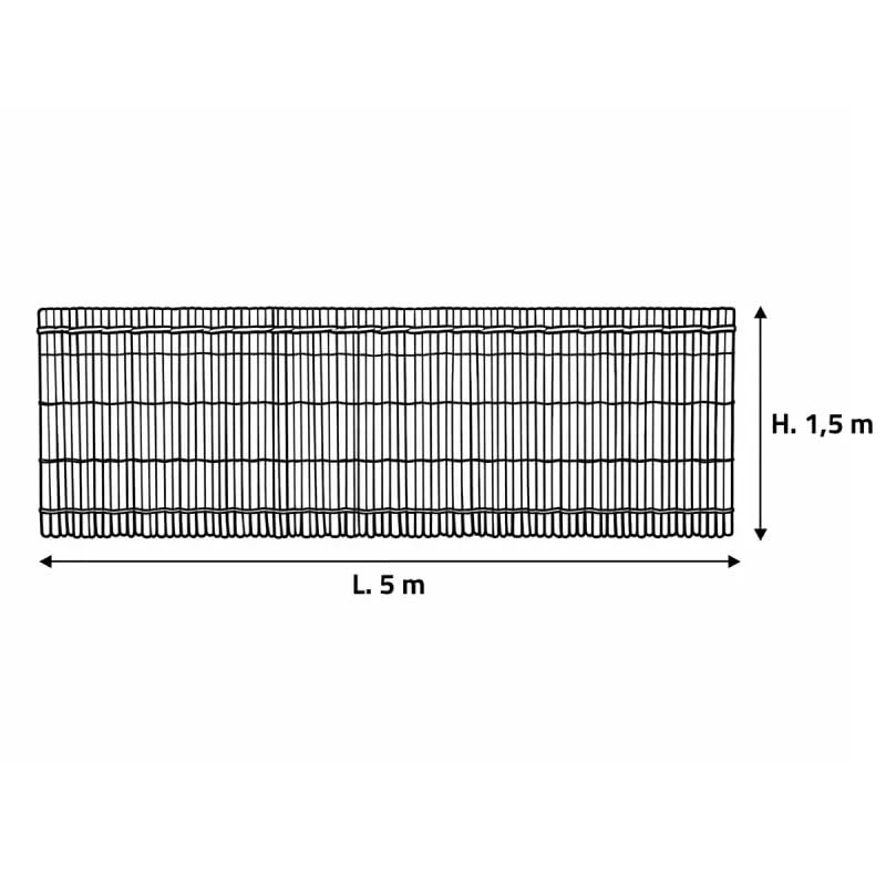 Canisse PVC occultant double face 1,5x5m gris - Kit complet avec fixation