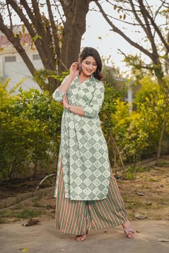Fabnex Cotton Blend Regular Women Kurta Set (K-86-Pista-S_Pista_S)