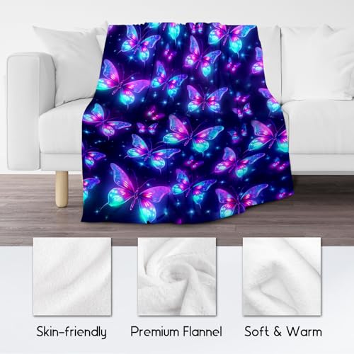 Butterfly Blanket, Cute Soft Throw Gifts for Girls, Cozy Flannel Throw Blankets for Couch Office, 40"x50"