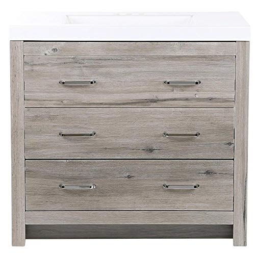 Glacier Bay Woodbrook 37 in. Single Sink White Washed Oak