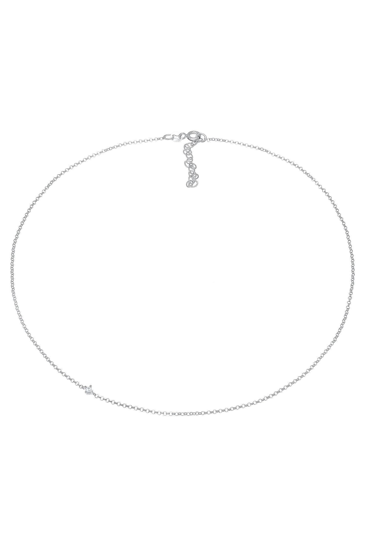 Elli Collana Donne Girocollo Solitario con Cristallo di Zirconia in Argento Sterlino 925