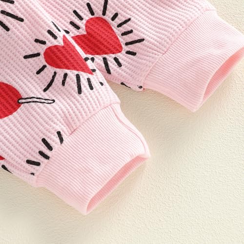 YINGISFITM Baby Girl Valentines Outfit Toddler Girls Valentines Shirt Sweatshirt Sweets Pants Spring Clothes Set (Pink, 12-18 Months) - Thumbnail 5