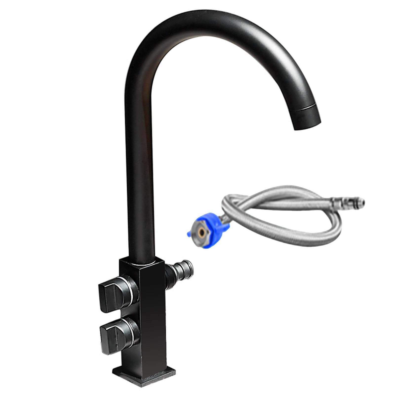 Grifo Fregadero Exterior Solo Agua Fria Grifo Lavadora Doble Salida 1/2 Grifos De Lavabo Solo Orificio,Negro