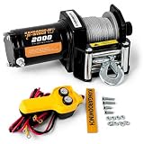 KANGAROO WINCH Treuil Electrique 12v Universel 2000 lbs / 906 kg   Puissant et Compact avec Câble Acier et Télécommande   Construction Fiable pour Voiture, Quad et Défis Offroad (K2000)