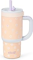 Vista 24 de Ello Oasis Vaso de 24 oz con asa y popote retráctil Taza reutilizable de acero inoxidable aislada 100% a prueba de fugas, regalos