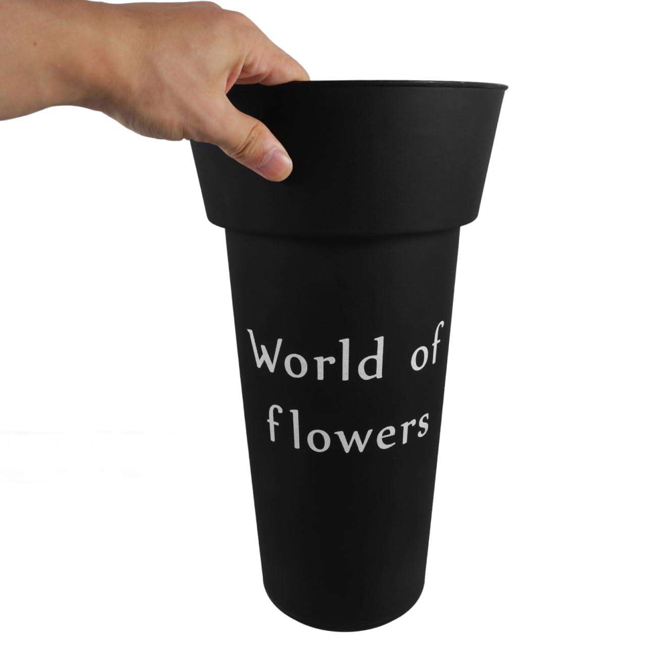 Amosfun Contenitore per Fiori Secchiello per Fiori Riutilizzabile Nero 2 Pezzi in Plastica Pp Non Facile da Deformare, Stile Moderno Semplice, per Casa e Balcone