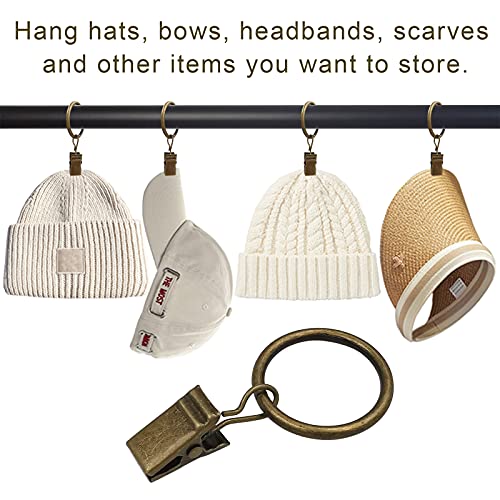 image for AMZSEVEN 100 Pack Metal Curtain Rings with Clips, Drapery Clips with R