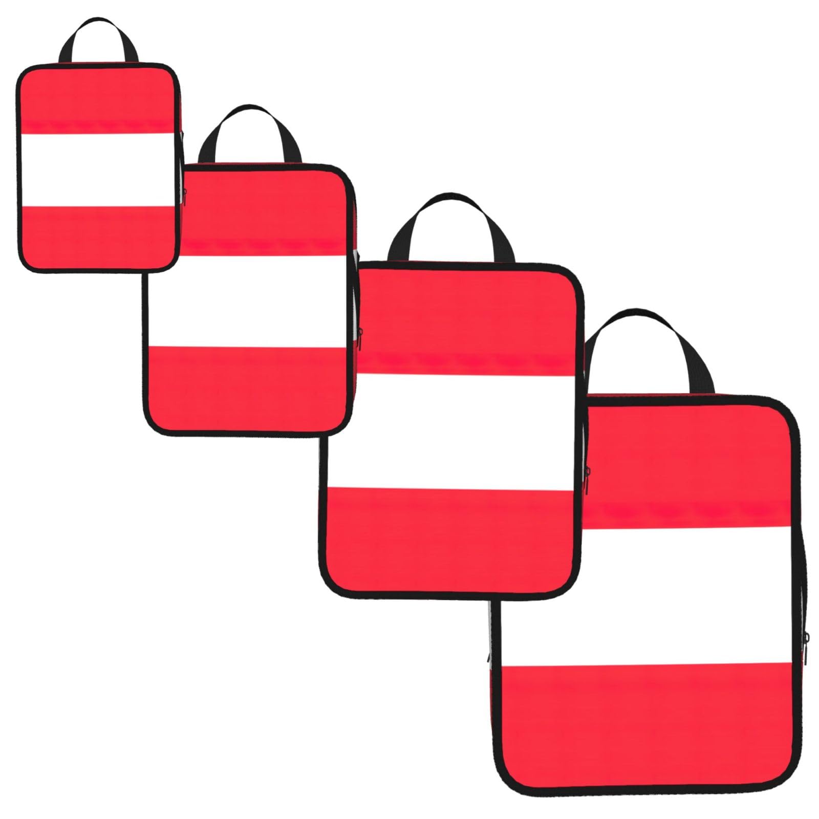 Austrian flag Print 4 Set Compression Packing Cubes for Suitcases,Expandable Storage Bag Organizers