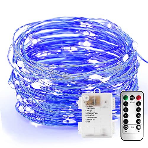 TQQ Guirlande Lumineuse Pile, 10M 100 LEDs avec Fonction Minuterie / Télécommande IP65 Etanche, Guirlande Lumineuse LED pour Halloween Chambre Noël Thanksgiving Noël Mariage Soirée Maison Jardin Cover