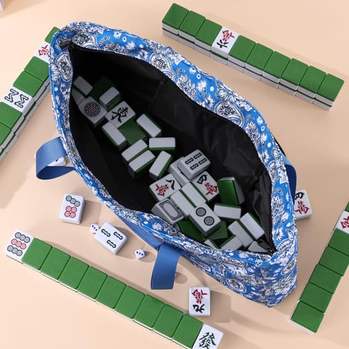 Bolsa para fichas Mahjong azul con compartimentos miniatura 4
