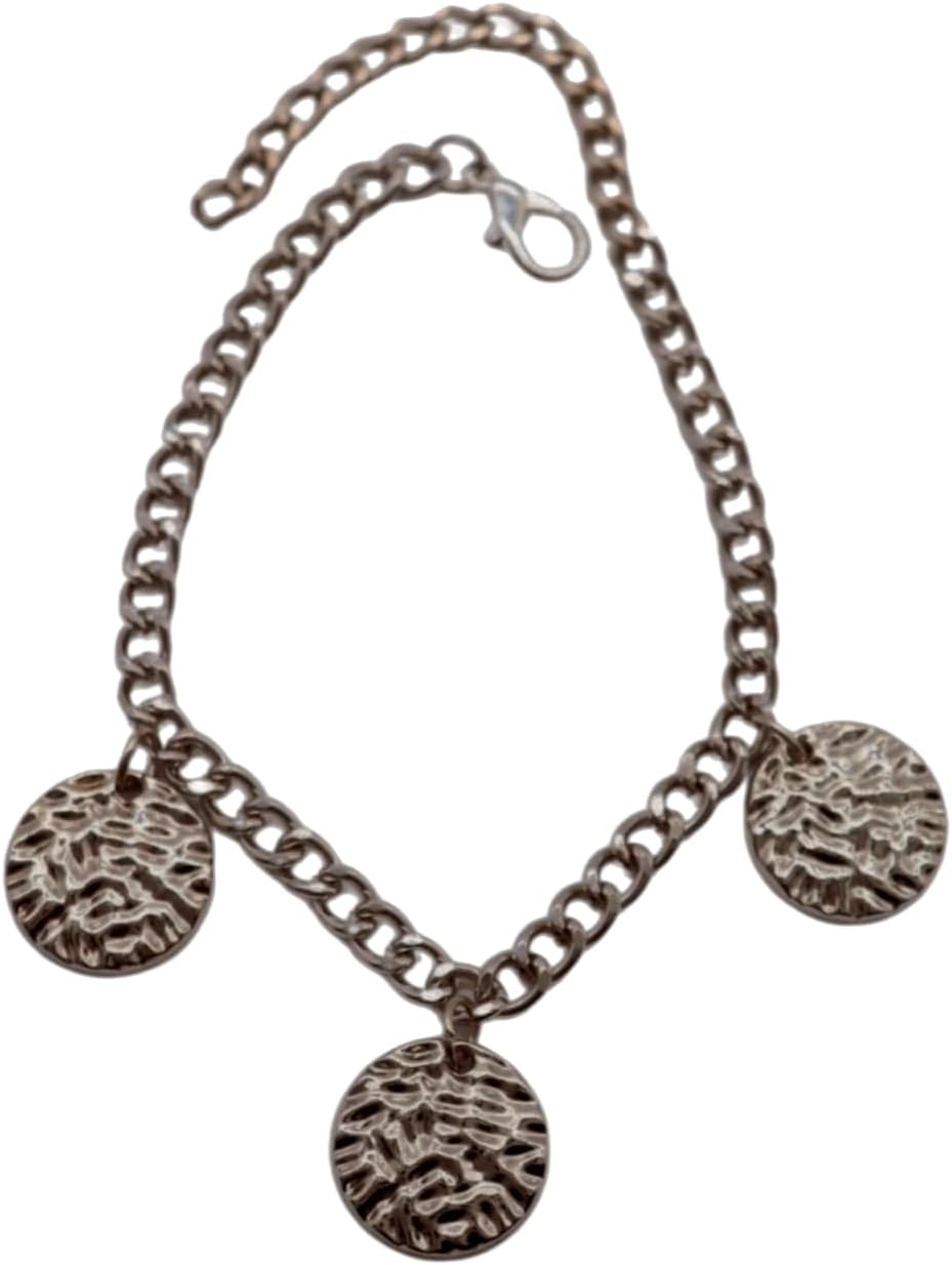 Women Fashion Silver Metal Western Boot Bracelet Chain Shoe Anklet Charm Circle Round Shape, One size - adjustable size