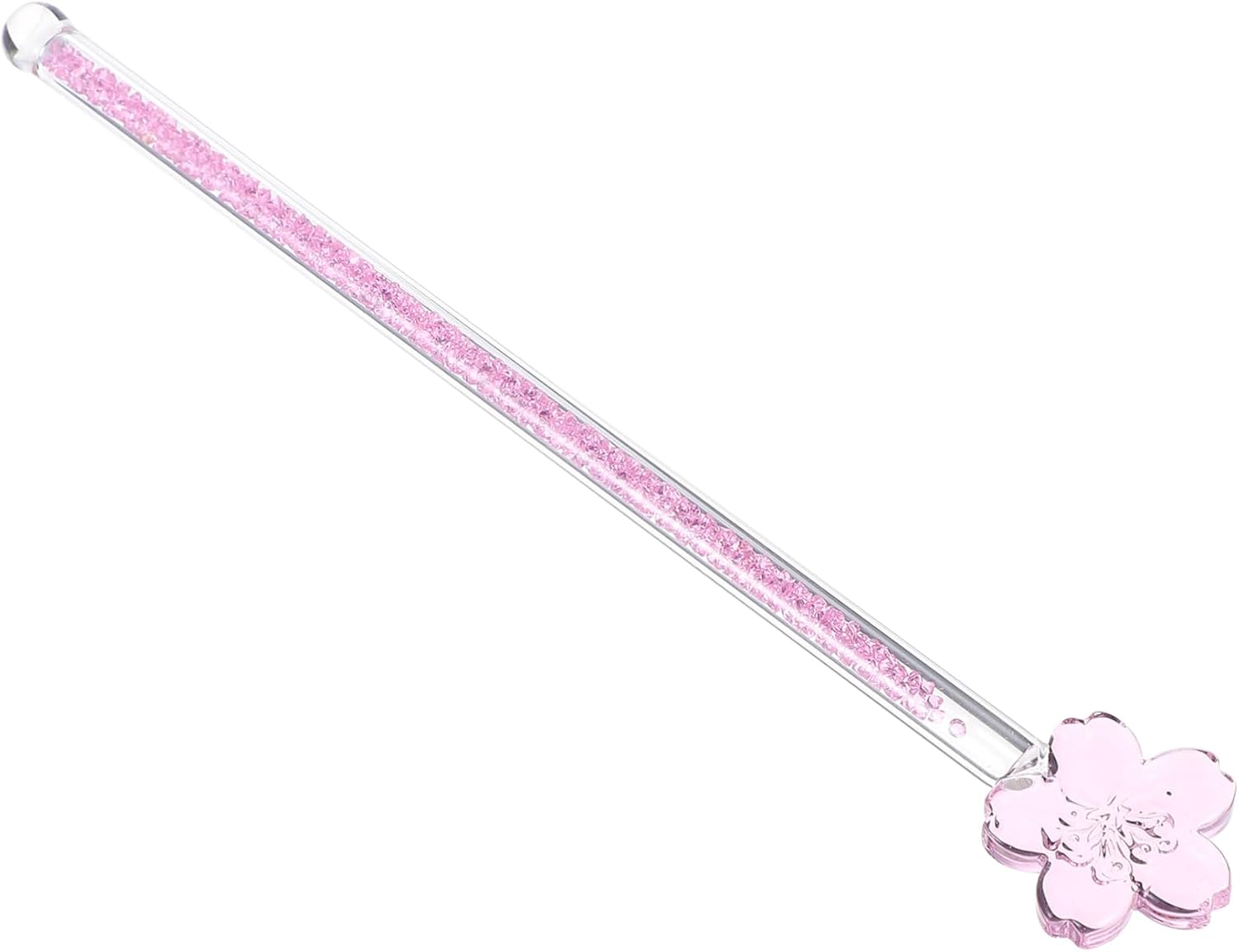 Pink Flower Glass Swizzle Stick for Juice and Iced Tea Mixing