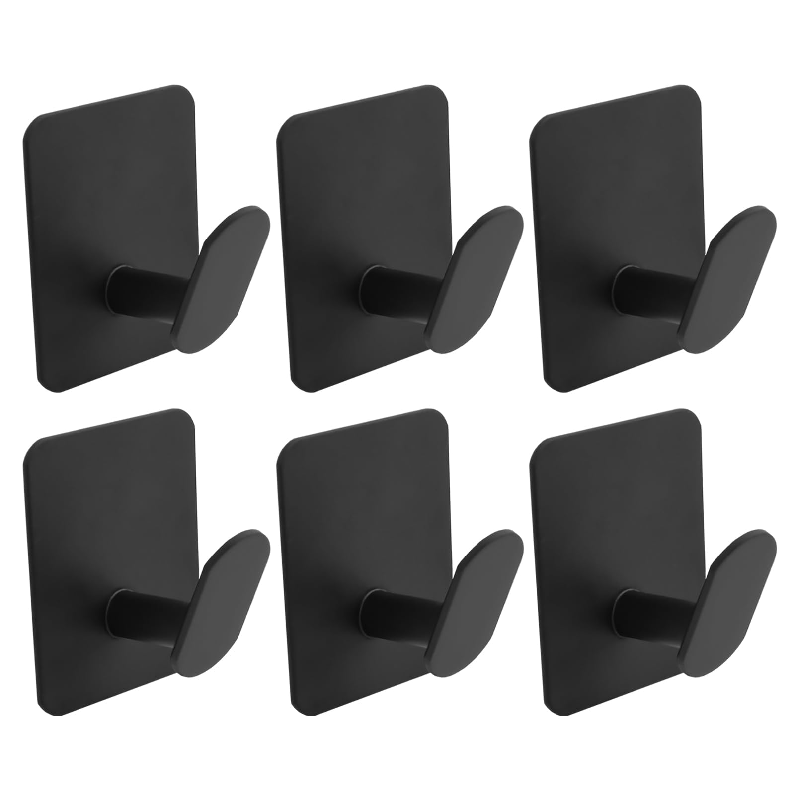 Paquete de 6 ganchos adhesivos negros, soportes para toallas para colgar toallas y ropa, ganchos de baño para pared, sin taladro
