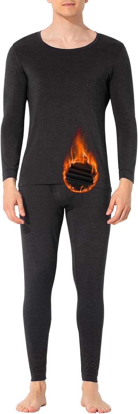 Arjen Kroos Thermal Underwear for Men Long Sleeve, Modal Thermal Base Layer & Winter Underwear Set, Thermal Wear for Men