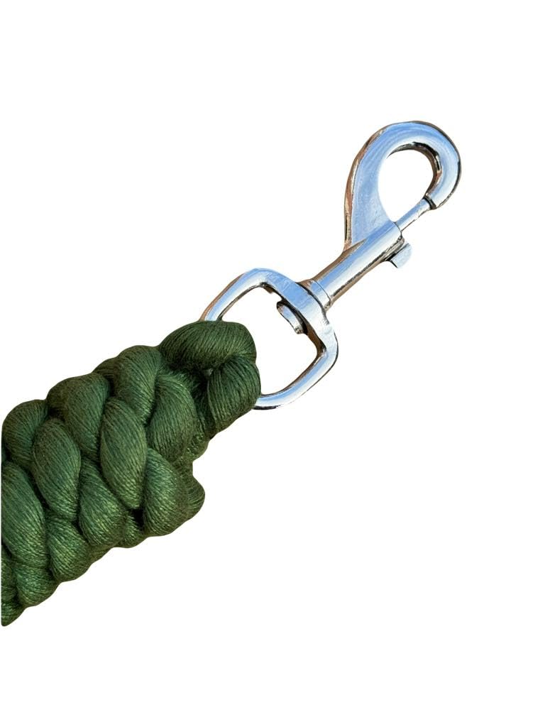 Cotton Lead Rope for Horse 2 Metres, Replaceable Robust Trigger Clip, Pack of 2 (Green), 2 meter - Image 2