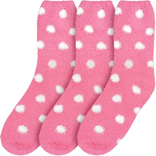 Image of BambooMN Women's Super Soft Fuzzy Socks, Polka Dot, Gradient, Snowflake, Featherlight Cuff - Assorted Colors