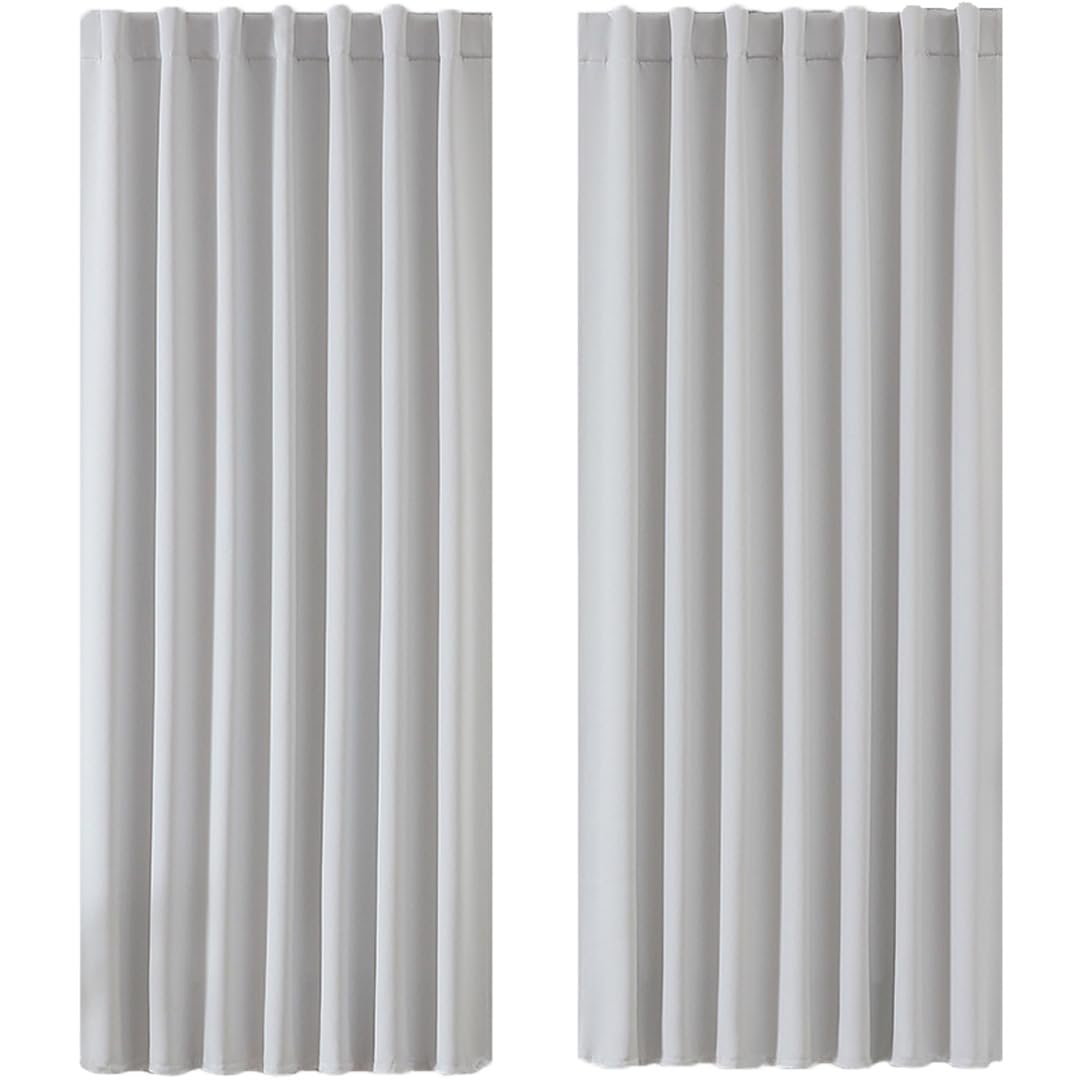 Joydeco 2 Piece Blackout Curtains Anti-Noise Bedroom Living Room Modern Room Divider Curtain Acoustic Kitchen Greyish White 2 x 175 x 140 cm OEKO-TEX STANDARD 100
