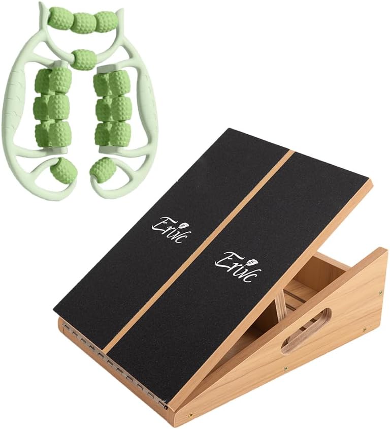 Calf Stretcher - Adjustable Wooden Slant Board with Anti-Slip Surface, Portable Calf Incline Board