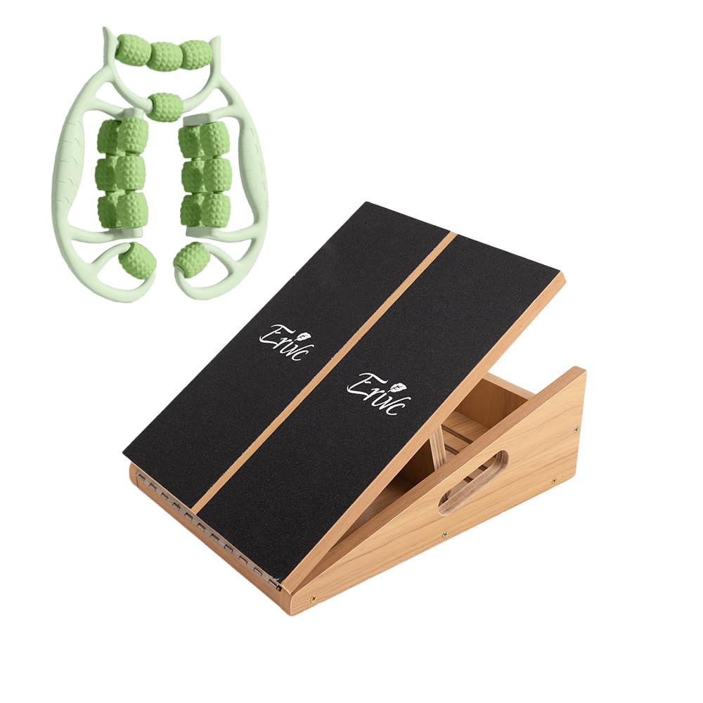 Calf Stretcher - Adjustable Wooden Slant Board with Anti-Slip Surface, Portable Calf Incline Board