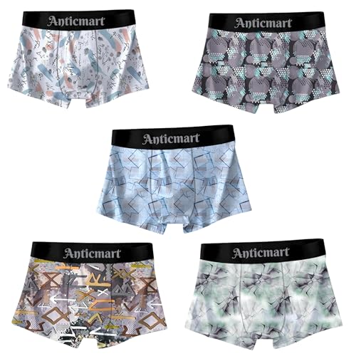 Image of Men's Printed Boxer Briefs Pack of 5 | Soft Stretch Breathable Trunks Underwear for Men | Multicolor Designer Innerwear for Men