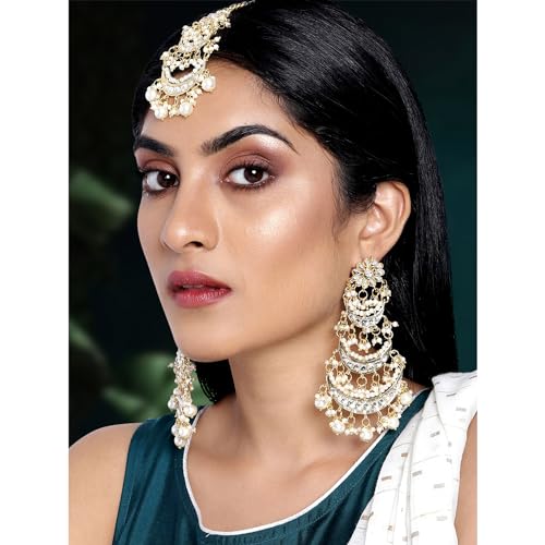 Image of Peora Traditional Ethnic Kundan Pearl Traditional Jewellery Set Gift for Women