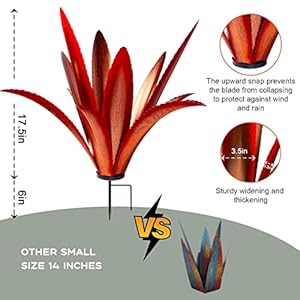 Enlarge Thickened Wind Resistant Metal Agave Garden Art Metal Plant Country Garden Sculpture Statue Outdoor Decoration Agave Metal Plant Courtyard Garden Lawn Ornament Gift (1, 12 Leaves red) Enlarge Thickened Wind Resistant Metal Agave Garden Art Metal Plant Country Garden Sculpture Statue Outdoor Decoration Agave Metal Plant Courtyard Garden Lawn Ornament Gift 1 12 Leaves red