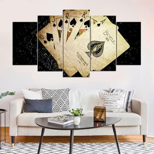 Toile 5 parties blackjack pour decoration murale salon élégant