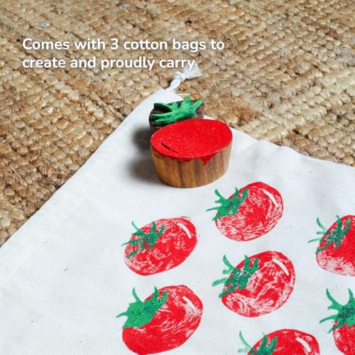 Image of Wooden Stamp Art Vegetables for Kids 3+ Years, 4 to 8 Years | DIY Art & Craft Toy with Wooden Stamps | Montessori Educational Toy | Non Toxic | Handmade in India | Screen Free Toy