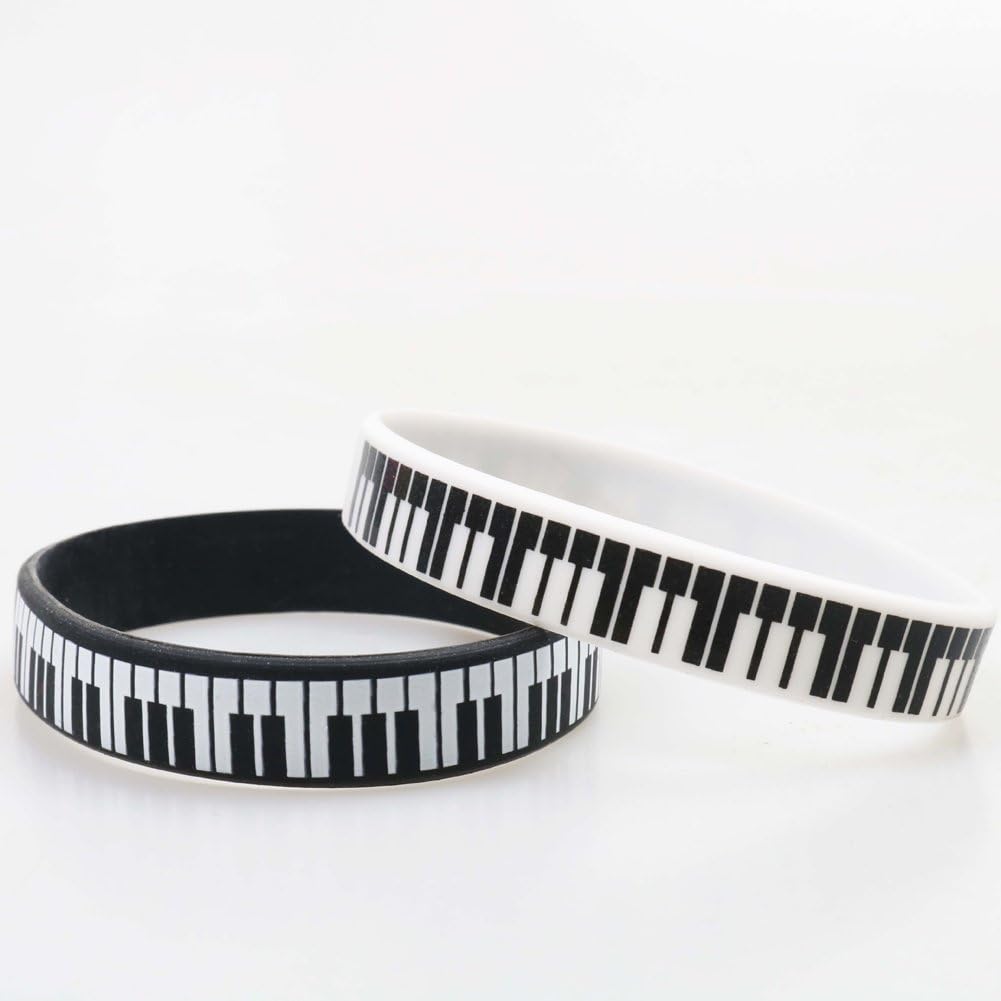 4 Pezzi Braccialetto con Stampa a Forma di Tastiera per Pianoforte, Braccialetto in Silicone alla Moda, Accessori per Feste Musicali per Musicisti, Studenti E Amanti della Musica