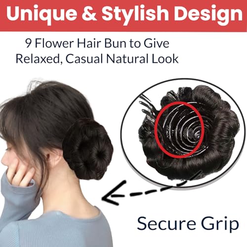Image of TEMPERIA Hair Buns for Women - Juda Accessories For Women - Hair Buns Clip - Artificial False Fake Hair Donuts Bun Maker Extension - Brown - Pack of 1