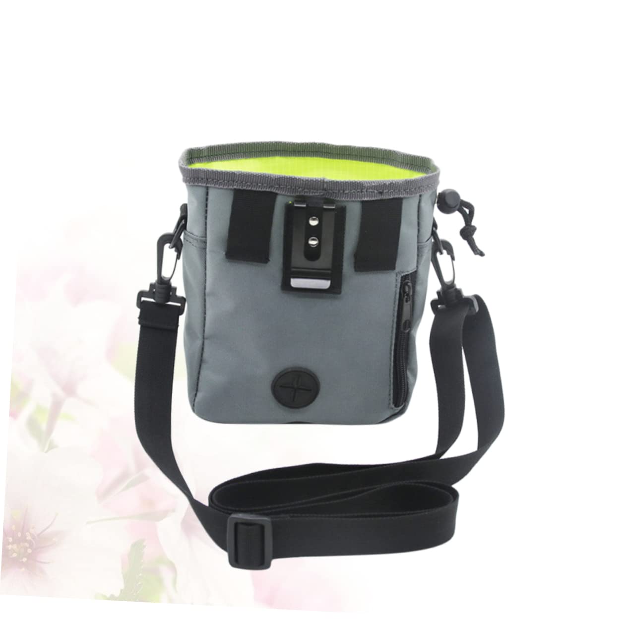 Balacoo Pet Food Carrier Portable Training Fanny Pack Large Capacity Snack Bag for Cats Dogs Practical Drawstring Closure Grey