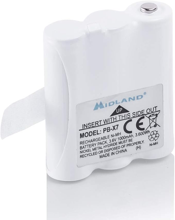 Midland-Pila Recargable AA PB-X7 para Walkie Talkie XT70, Batería Ni-Mh 1000mAh, Voltaje de 3,6V, Autonomía Prolongada para Radioaficionados y Radios Profesionales, Fácil de Instalar