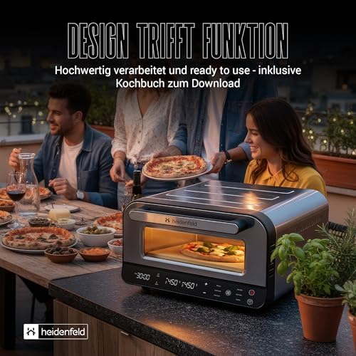 Bild 2 - Heidenfeld Pizzaofen | 1850 Watt bis 450°C - Backofen inkl. Pizzastein & Pizzaschieber - Pizzaofen elektrisch - Pizza Ofen - Elektrischer Pizzabackofen - Pizza Maker - Pizzamaker - Steinofen