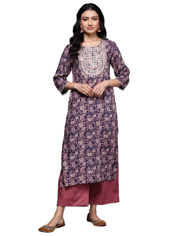 Image of INDO ERA Women's Viscose Blend Straight Fit Straight Kurta