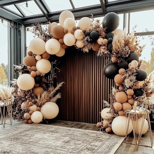 Image of 108Pcs Double Stuffed Dark Brown Balloon Garland Arch Kit