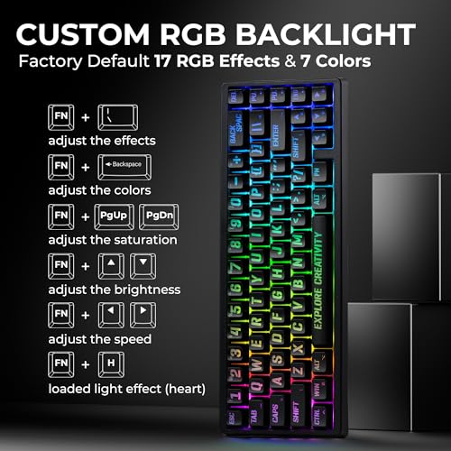 Image of x XVX M67 Wireless 60% Percent Keyboard, QMK /VIA Topographic Gaming Keyboard, Tri-Mode Thocky Creamy Mechanical Key board, Hot Swappable Gasket Mount RGB IMD Tech for Win /Mac, Miami Theme, Black