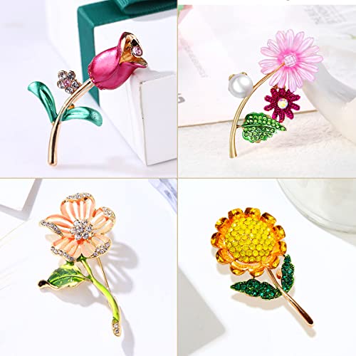 Goldaw 4 Pcs Elegant Flower Brooches Pin For Women Rhinestone Pearl Brooch Pins And Fashion Rose Lapel Brooch Pins For Women Girls Party Daily Jewelry #TOP1