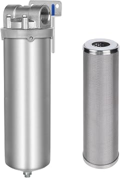 NSF/ANSI 42 Certification Stainless Steel 10"Filter Housing,1NPT Water Filter Housing/Filter Cartridge10Length,2.5"OD25 Micron