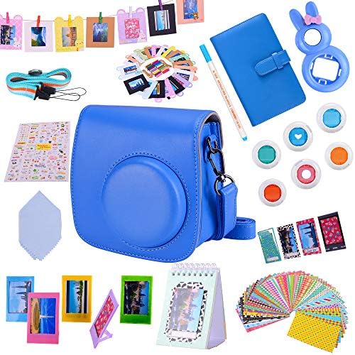 Tiessic Instax Mini 9 Camera Accessories Bundles Compatible with Fujifilm Instax Mini 9 Mini 8 Mini 8+ Camera with Mini 9 Case,108 Photos Mini Photo Album,etc. (Rape Flower，14 Items)