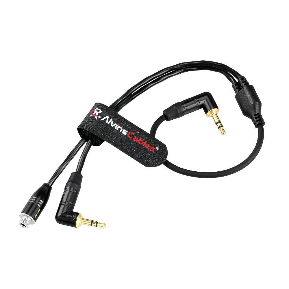 Alvin's Cables Tentacle Sync 3,5 mm TRS mikrofon Y-Cable do generatora rozrządu macki, rejestrator audio ścieżki E, do wejścia audio kamera, mikrofony zewnętrzne, 30 cm |12 cali