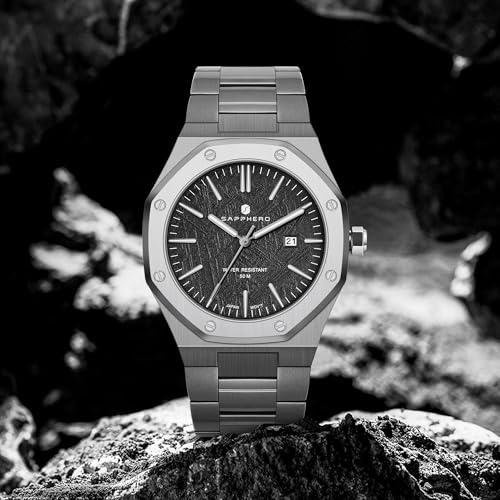 Image of Sapphero Watches for Men Waterproof Luminous Watches with Date Dial Chronograph Analog Quartz Movement Steel Stainless Business Wrist Watches Mens Gifts