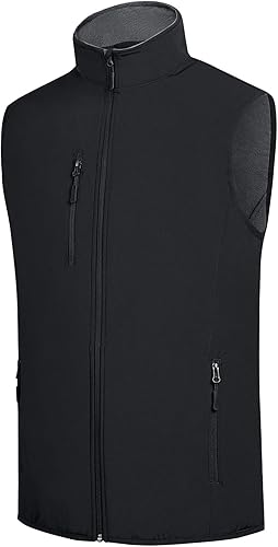 Fit Space Chaleco ligero sin mangas Softshell para hombre, chaqueta resistente al viento, con cremallera, ciclismo, viajes, senderismo, correr, golf