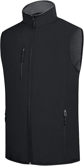 fit space Mens Lightweight Vest Softshell Sleeveless Windproof Jacket with Zipper Pcoket Cycling Travel Hiking Running Golf
