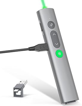 Presentation Clickers for PowerPoint Presentations, [Aluminum Alloy] + [2 in 1 USB C/A] PowerPoint Clicker with Laser Pointer Wireless Presenter PPT Slide Remote Control Clicker for Mac, Computer
