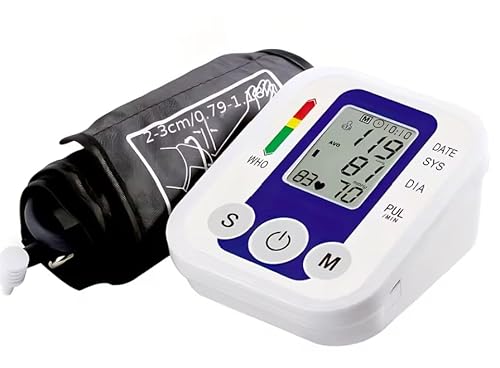 Tensiometro de Brazo Digital con VOZ ON/OFF y Cable USB 1m (Sin Batería) Medidor Tension Arterial y Frecuencia Cardíaca - Monitor de Presión Arterial con Manguito y Memoria 2x99