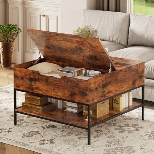 AQY 31.5" Flip Top Coffee Table with Storage, Square Coffee