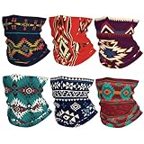 AIFAAFIIA Navajo Inspired Geometric Print Neck Gaiter 6 pack Breathable Face Mask Balaclava Southwest Native American Design Bandana & Headwear for Men Women