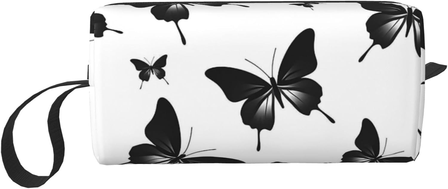 Funny Black Butterfly Pattern Makeup Bag for Women