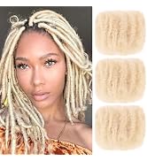 Unionbeauty Afro Kinky Bulk Human Hair for Dreadlock Extensions 8 Inch 3 Packs 100% Human Hair Lo...